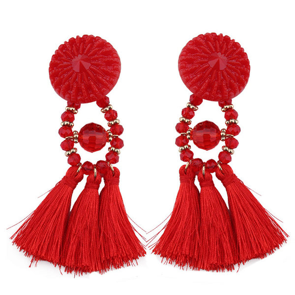 Best lady 2017 New Arrival Beads Long Big Earrings Tassel Wedding Drop Earrings Dangle Women Wholesale Statement Jewelry 4185