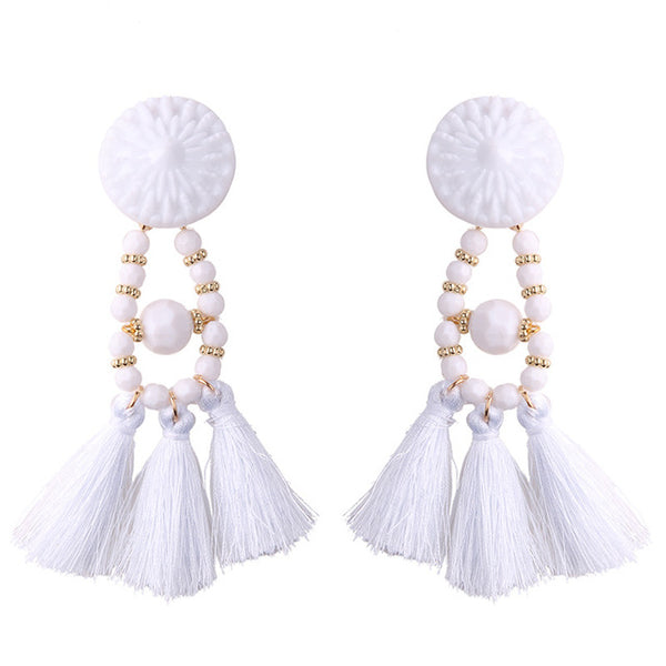 Best lady 2017 New Arrival Beads Long Big Earrings Tassel Wedding Drop Earrings Dangle Women Wholesale Statement Jewelry 4185