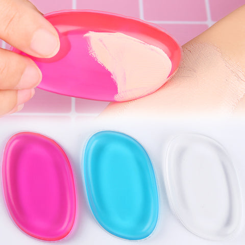 1pc Jelly Silisponge Makeup Powder Puff Pink/Blue/Clear Silicone Cosmetic Gel Sponge for Face Foundation BB Cream New Tool