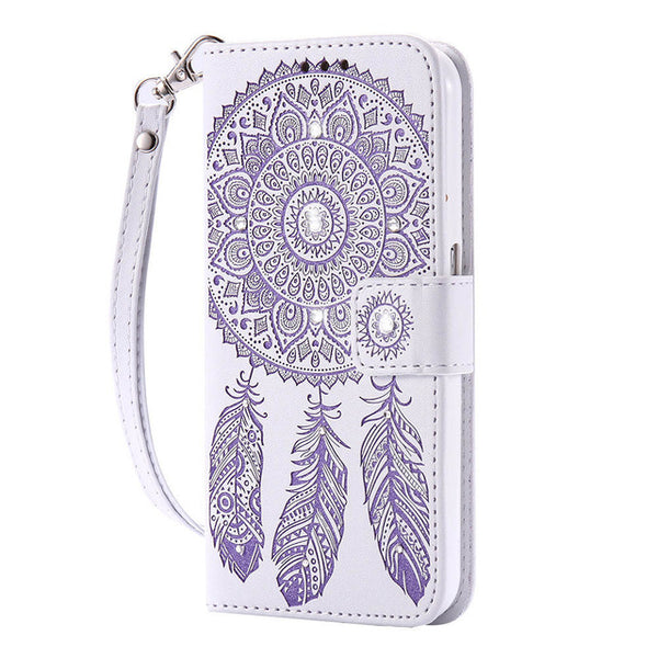 KISSCASE For Samsung Galaxy S6 Edge Plus S7 Edge Phone Case For Samsung S8 Plus Campanula Diamond Case Card Slot Wallet Cover