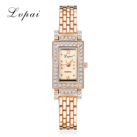 Lvpai Brand New Arrival Watches Women Luxury Gemstone Stainless Steel Casual Gold Wristwatch Watch Women Dress Quartz Watches