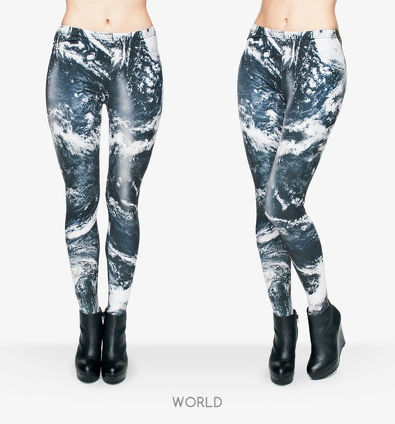 Zohra Brand Night Moon 3D Printing Our world Legging Punk Women Legins Stretchy Trousers Casual Pants Leggings