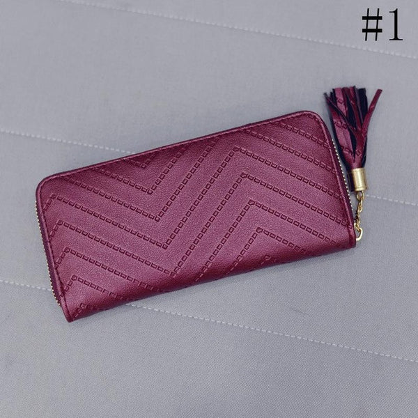 Women Day Clutches Long Wallet Lady Leather Wallet Clutch Checkbook Purse Tassel Purse Women Long Leather Wallet