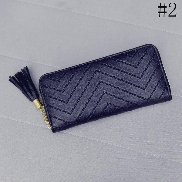 Women Day Clutches Long Wallet Lady Leather Wallet Clutch Checkbook Purse Tassel Purse Women Long Leather Wallet