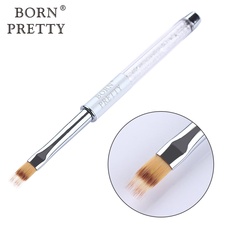 BORN PRETTY UV Gel Brush Gradient Painting Pen Drawing Brush White Rhinestone Handle Manicure Nail Art Brush Pen Tool