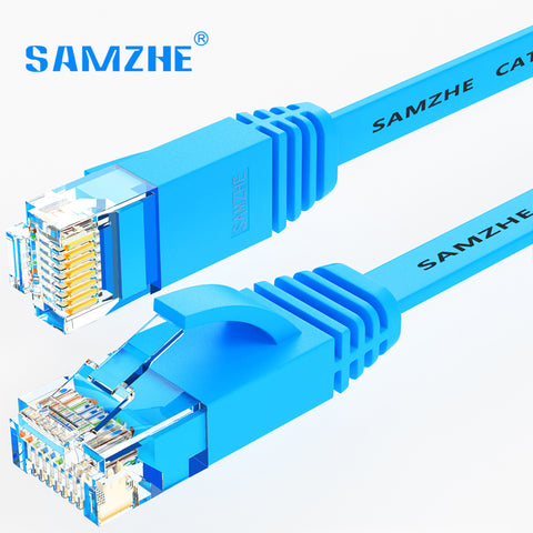 SAMZHE CAT6 Flat Ethernet Cable 250MHz 1000Mbps CAT 6 RJ45 Networking Ethernet Patch Cord LAN Cable for Computer Router Laptop