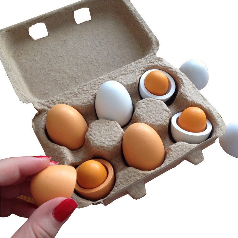 Wooden Kitchen Toy Girls Pretend Play Toys Set Yolk Food Eggs Preschool Educational Toys for Children Xmas Gift