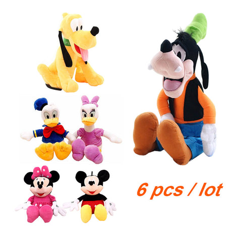 6pcs/set 30cm Mickey and Minnie Mouse,Donald duck and daisy,GOOFy dog,Pluto dog,Plush Toys Funny Toy For Kid Christmas Gift