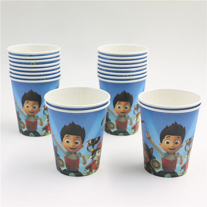 10pcs/Lot New Degradable Kids Boys Birthday Party Drinking Glasses Decoration  Pawed Patrolling  Dog Disposable Paper Cups