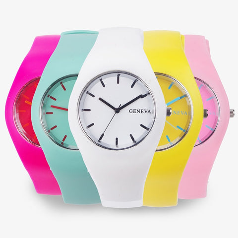 2017 Fashion Color Ultra-thin Fashion Gift Silicone Strap Leisure Watch Geneva Sport Wristwatch Women Jelly Watches