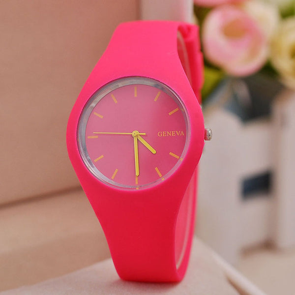 2017 Fashion Color Ultra-thin Fashion Gift Silicone Strap Leisure Watch Geneva Sport Wristwatch Women Jelly Watches