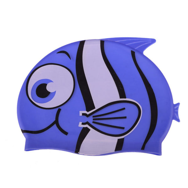 2017 New Children's Cartoon Fish Swimming Cap Silicon Waterproof Protect Ear Shark Shape Swim Pool Hat Children Caps 22*18cm