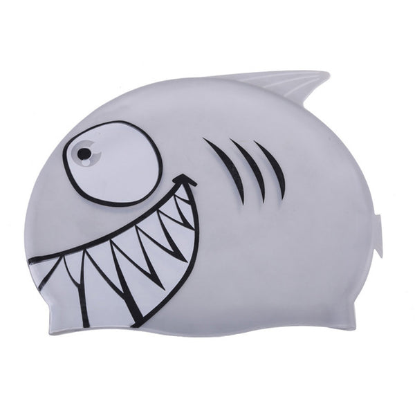 2017 New Children's Cartoon Fish Swimming Cap Silicon Waterproof Protect Ear Shark Shape Swim Pool Hat Children Caps 22*18cm