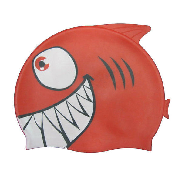 2017 New Children's Cartoon Fish Swimming Cap Silicon Waterproof Protect Ear Shark Shape Swim Pool Hat Children Caps 22*18cm