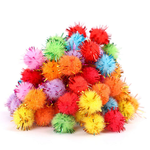 100PCS/Bag Wool Materials DIY Multicolour Jincong Bulb Gold Hair Ball Pompon Toys Handicafts For Kids