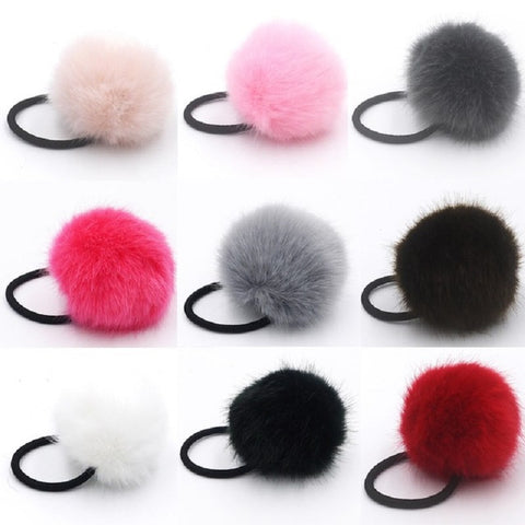 5Pcs/set Artificial Rabbit Fur Ball elastic hair ring toys for children girl toys for decoration randomly color