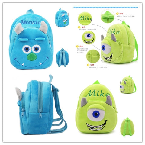 Kawaii Children Plush Backpack Blue Monster Cartoon Plush Backpack Baby Rucksack for Kindergarten Kids Baby Backpacks