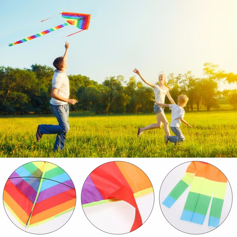 Newest 1Pcs Rainbow Kite Without Flying Tools Outdoor Fun Sports Kite Factory Children Triangle Color High Quality Kite Easy Fly