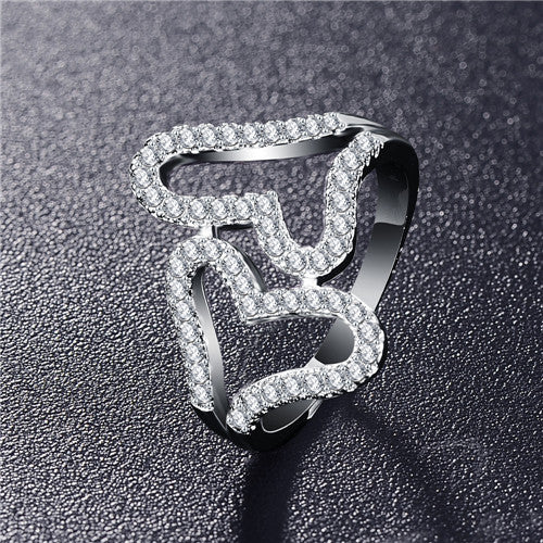 Hot!Bottom Price Only 2 Weeks Fashion Rings for Women Double Letter X Shape Ring Zirconia Micro Paved Women Anel