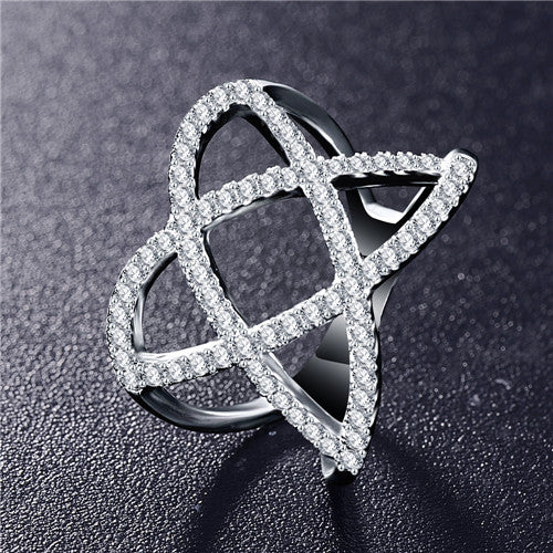 Hot!Bottom Price Only 2 Weeks Fashion Rings for Women Double Letter X Shape Ring Zirconia Micro Paved Women Anel