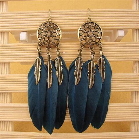 SHUANGR Fashion boho Feather tassel Dreamcatcher earring vintage bohemia women jewelry new year gift TL041/TL044