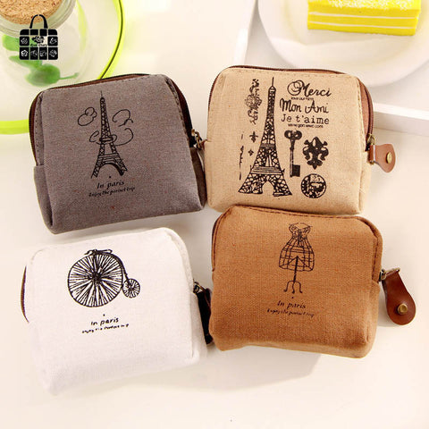 RoseDiary Coin purses,Restoring ancient ways Paris memory canvas coin purses child women change purse,lady zero wallets bag