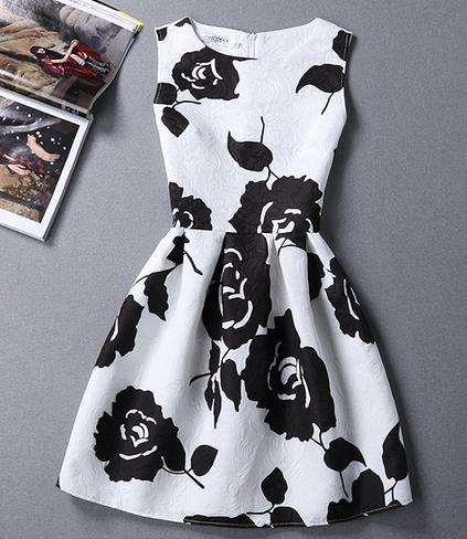 New A-Line dress for Women teenagers butterfly print sleeveless Ladies princess party dress 12 - 20 years 2017 Women's dress