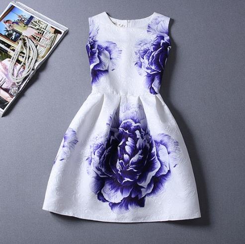 New A-Line dress for Women teenagers butterfly print sleeveless Ladies princess party dress 12 - 20 years 2017 Women's dress