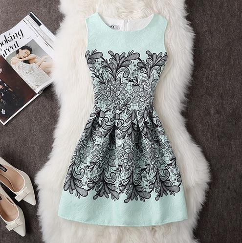 New A-Line dress for Women teenagers butterfly print sleeveless Ladies princess party dress 12 - 20 years 2017 Women's dress