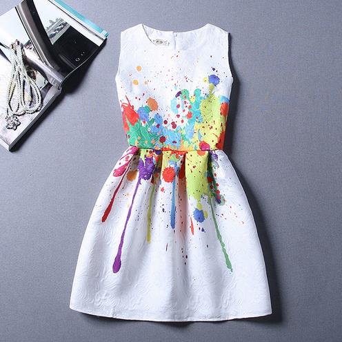 New A-Line dress for Women teenagers butterfly print sleeveless Ladies princess party dress 12 - 20 years 2017 Women's dress