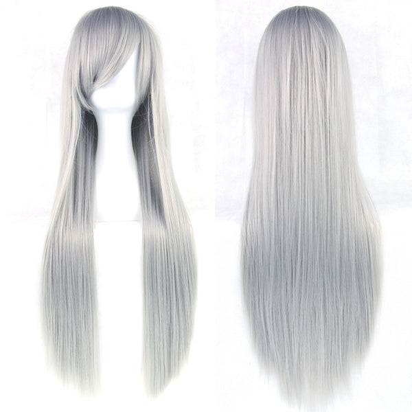 Soowee 24 Colors 80cm Long Women Wig Heat Resistant Pink Gray Straight Cosplay Wigs