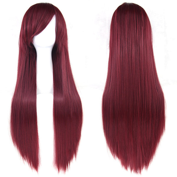 Soowee 24 Colors 80cm Long Women Wig Heat Resistant Pink Gray Straight Cosplay Wigs