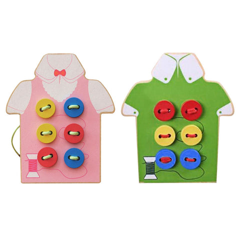 Montessori Kids Educational Toys Children Beads Lacing Board Wooden Toys Sew On Button Early Education Teaching Aids Puzzles