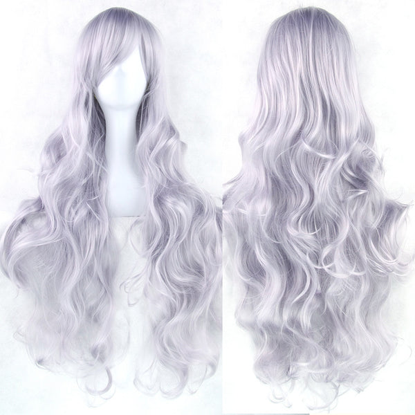 Soowee 20 Colors Long Women Wigs Heat Resistant White Blonde Purple Wavy Cosplay Wig