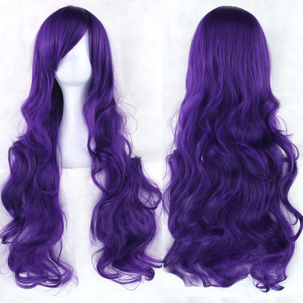 Soowee 20 Colors Long Women Wigs Heat Resistant White Blonde Purple Wavy Cosplay Wig