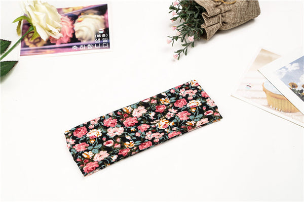 Fashion Women Elastic Headband Floral Head Wrap Girl Turban Hair Accessories Retro Party Apparel Hair Bands 2017