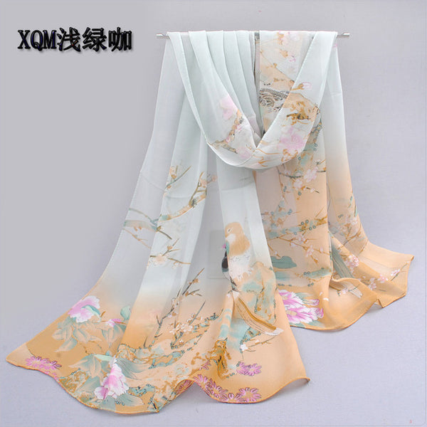 2017 scarf thin chiffon polyester silk scarf spring and autumn accessories women's summer sunscreen cape XQM