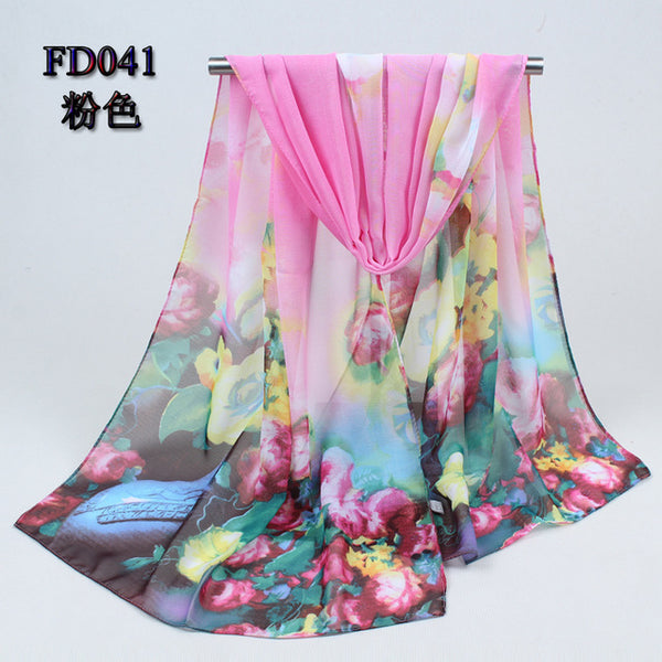 Wholesale 10 colors 2017 new fashion chiffon scarf polyester print autumn summer Pattern silk scarves shawl women
