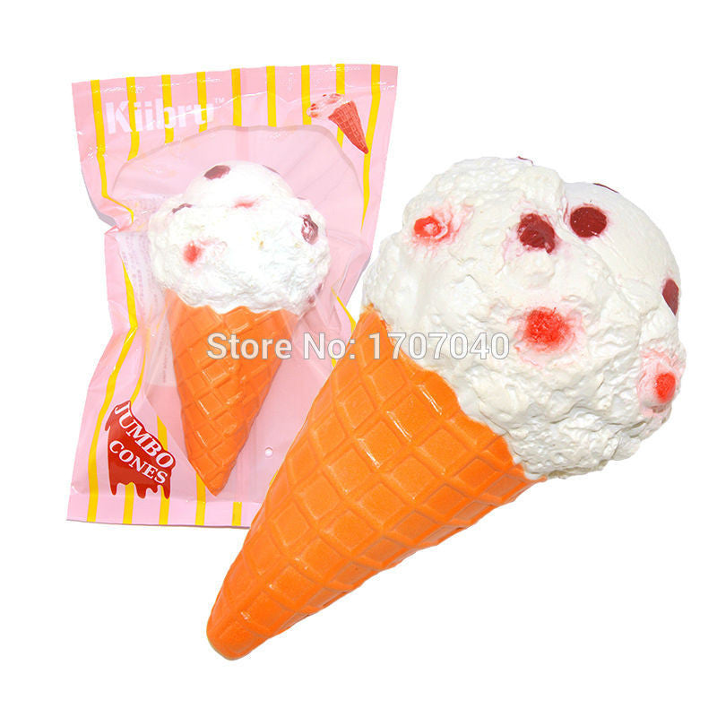 1PCS Kiibru Jumbo White Ice Cream Cone Squishy Kawaii Scented Super Slow Rising