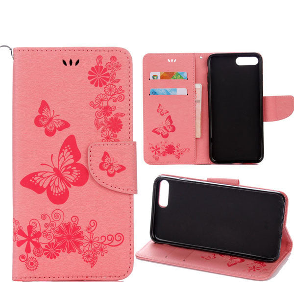 Fashion Butterfly Flower Leather Flip For iphone 7 6 6S Plus SE 5 5S Case Stand Wallet Cover for Samsung Galaxy S7 S6 edge Shell