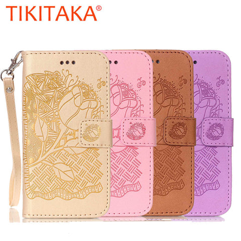 3D Embossing Flower Wallet Leather Flip Case For Apple iphone 7 6 6s Plus SE 5 5s Cover Coque Fundas Multi-functional Phone Bags