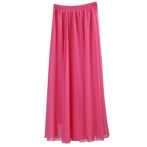 Wholesale Women Chiffon Long Skirts Candy Color Pleated Maxi Skirts  2017 Spring Summer Skirts saia feminina Solid Faldas