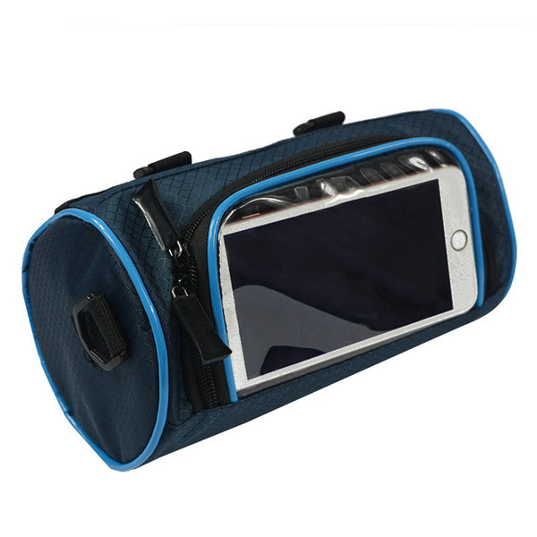 Waterproof Mountain Bike Bicycle Bags Panniers Touch Screen Cycling Phone Bag Case Road Bike Front Tube Handlebar Cylinder Bag