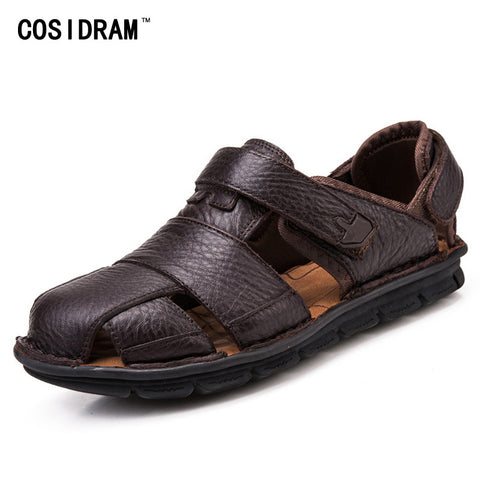 COSIDRAM Luxury Genuine Leather Summer Shoes Men Sandals Fashion Male Sandalias Beach Shoes Soft Bottom Breathable 2017 RMC-978