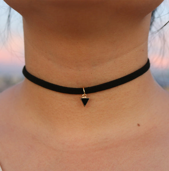 New Leather Velvet Short Gothic Heart Star Moon Flag Triangle Necklace Tattoo Collares For Women Jewelry Cheap Clavicle Choker