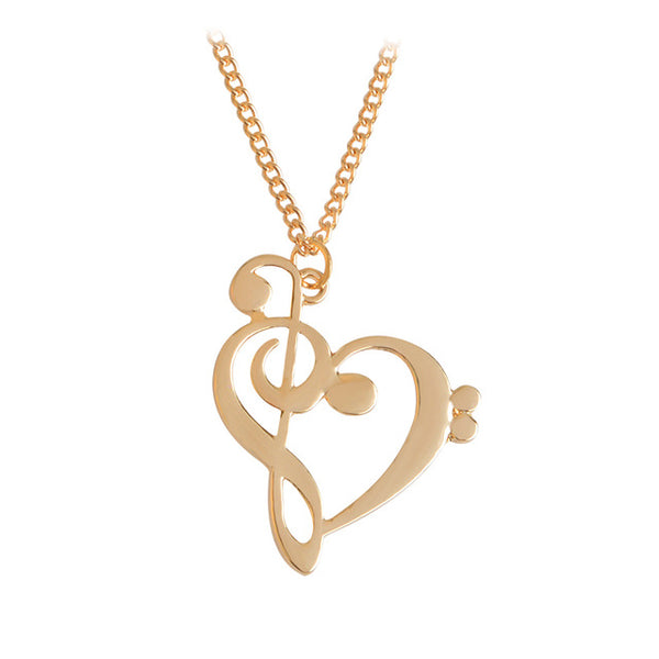 Miss Zoe Minimalist Simple Fashion Hollow Heart Shaped Musical Note Pendant Necklace Music Jewelry Gold Silver Special Gift
