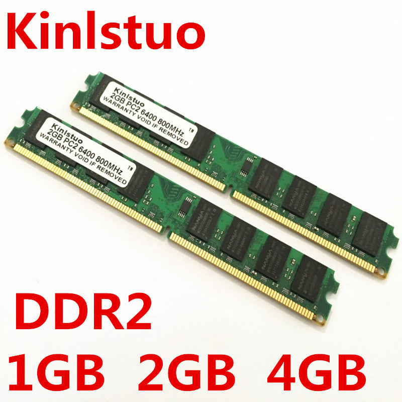 Kinlstuo Wholesale New Sealed DDR2 800 / PC2 6400 1GB 2GB 4GB Desktop RAM Memory compatible with DDR 2 667MHz / 533MHz In Stock