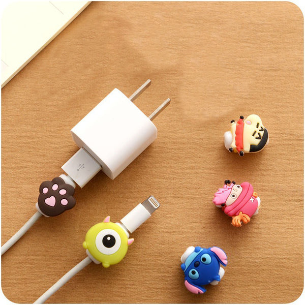 Cute Kawaii Lovely Cartoon Cable Protector USB Cable Winder Cover Case Shell For IPhone 5 5s 6 6s 7s plus cable Protect decor