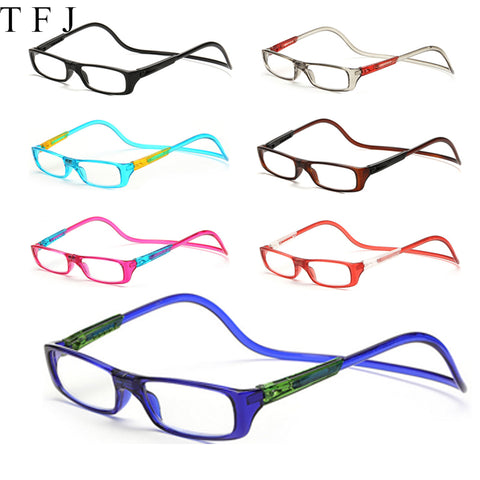 TFJ Magnetic Reading Glasses Men Women Clear Colorful Adjustable Hanging Neck presbyopic glasses +1.0 1.5 2.0 2.5 3.0 3.5 4.0