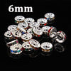 XINYAO 50pcs Gold Silver Color Loose Rhinestone Crystal Beads 6 8 10 12 mm Metal Rondelle Spacer Beads For Diy Jewelry Making